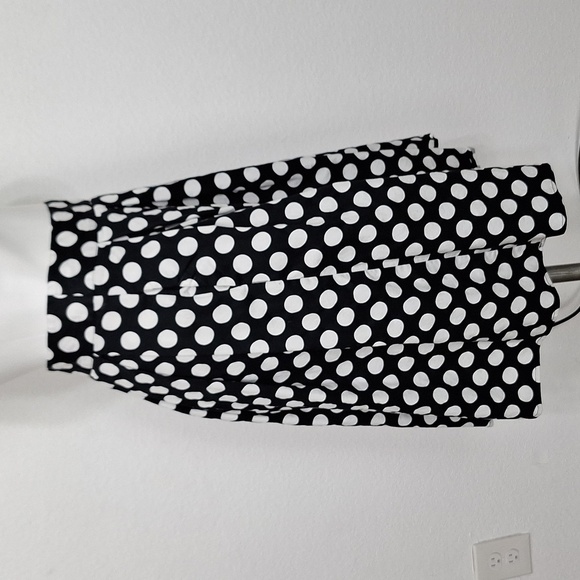Black & White Retro Polka Dot Pleated Pin Up Style A-Line Skirt Pockets Size M - Picture 9 of 12